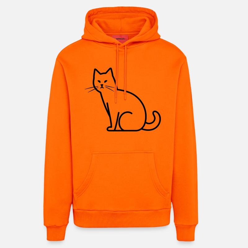 Dessin de chat - Sweat à capuche bio décontracté fabriqué en UE - SUNSET ORANGE