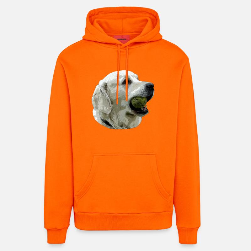 Labrador avec la bille - Sweat à capuche bio décontracté fabriqué en UE - SUNSET ORANGE