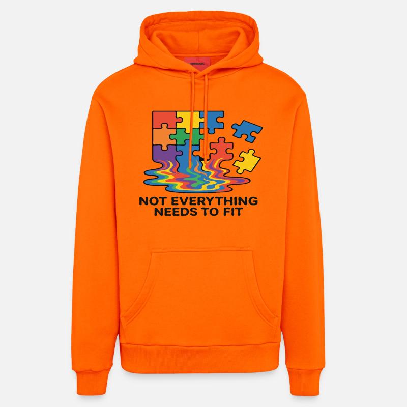Puzzle arc-en-ciel tout ne convient pas - Sweat à capuche bio décontracté fabriqué en UE - SUNSET ORANGE