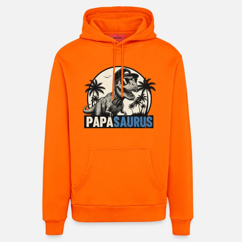 Papasaurus – Cool T-Rex Father Design - Sweat à capuche bio décontracté fabriqué en UE - SUNSET ORANGE