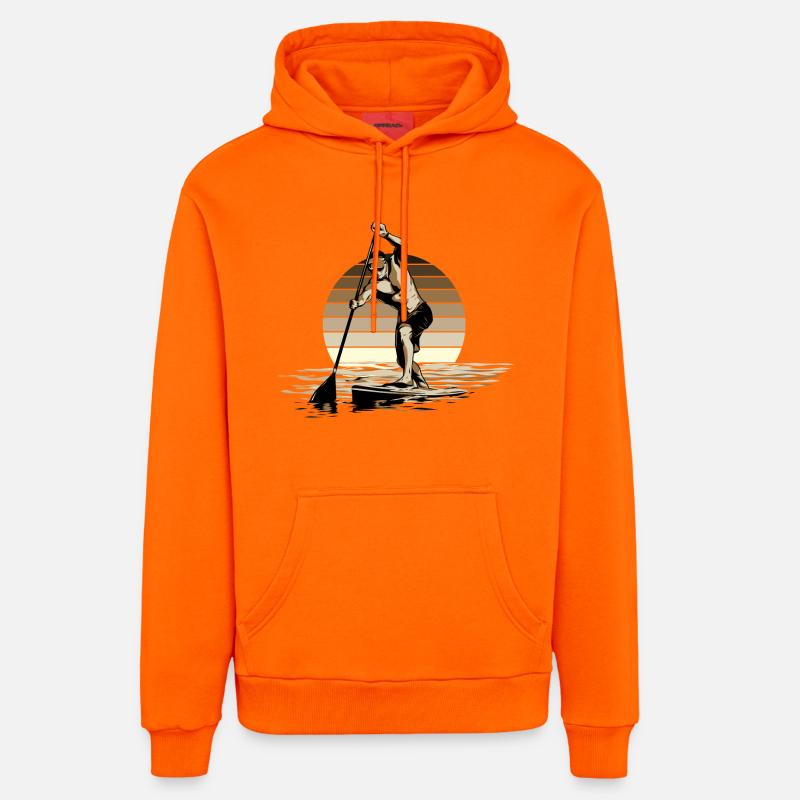 Standup Paddle - SUP - Sweat à capuche bio décontracté fabriqué en UE - SUNSET ORANGE