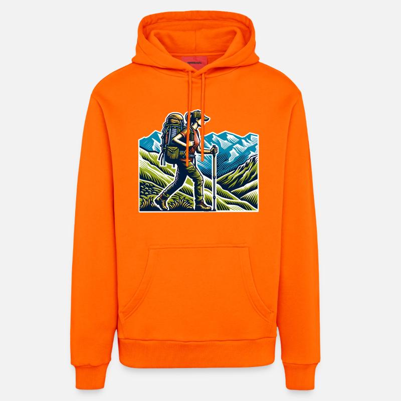 Randonnée pour randonneurs - Sweat à capuche bio décontracté fabriqué en UE - SUNSET ORANGE