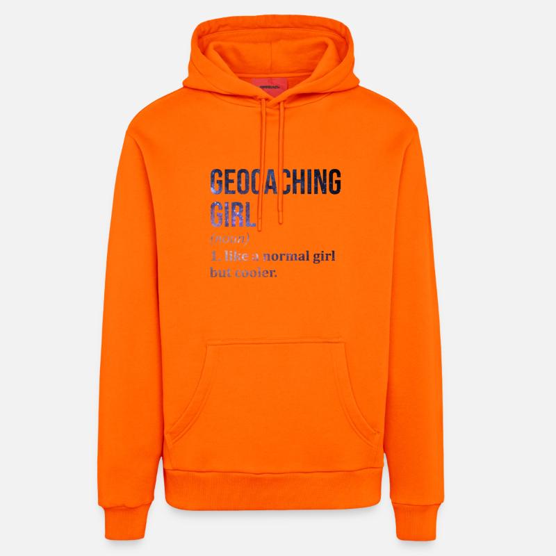 Géocaching - Sweat à capuche bio décontracté fabriqué en UE - SUNSET ORANGE
