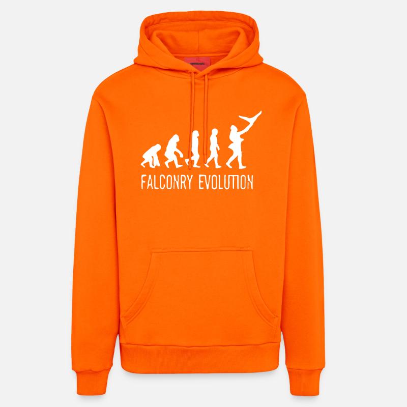 Évolution de la Fauconnerie - Sweat à capuche bio décontracté fabriqué en UE - SUNSET ORANGE