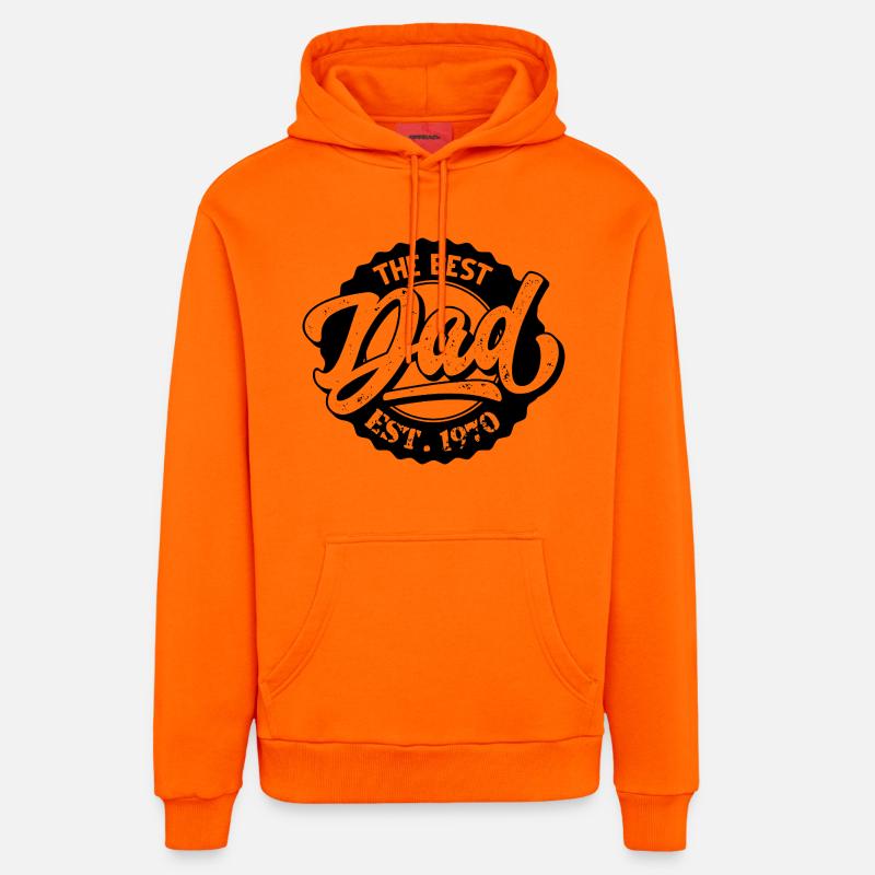 Le Meilleur Papa EST 1970 - Sweat à capuche bio décontracté fabriqué en UE - SUNSET ORANGE