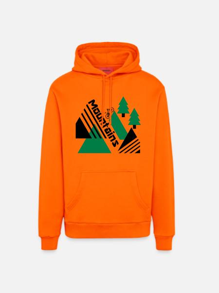 Mountain Bike Mountains - Organic Relaxed Hoodie Made in EU - SUNSET ORANGE