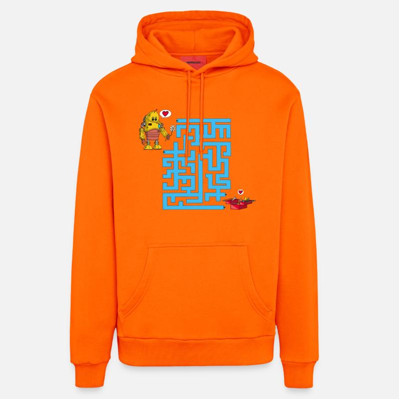 Le labyrinthe des amoureux - Sweat à capuche bio décontracté fabriqué en UE - SUNSET ORANGE