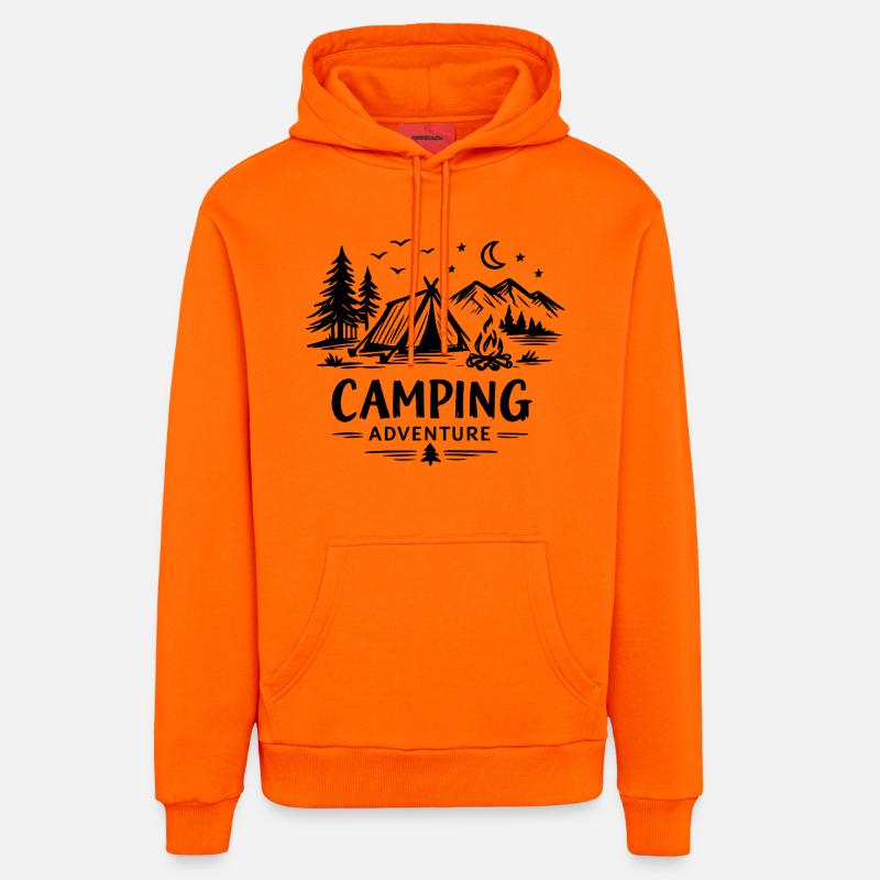 Camping Aventure - Sweat à capuche bio décontracté fabriqué en UE - SUNSET ORANGE