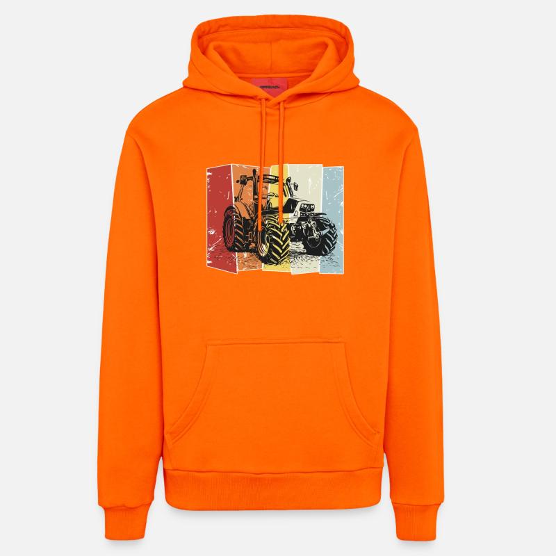 Tracteur Deutz rétro - Sweat à capuche bio décontracté fabriqué en UE - SUNSET ORANGE