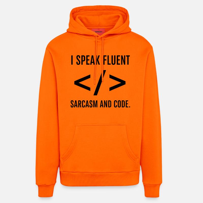 Je parle couramment le code - Sweat à capuche bio décontracté fabriqué en UE - SUNSET ORANGE