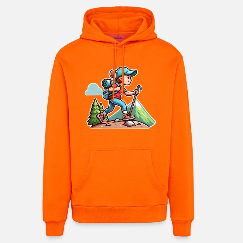 Randonnée pour randonneurs - Sweat à capuche bio décontracté fabriqué en UE - SUNSET ORANGE