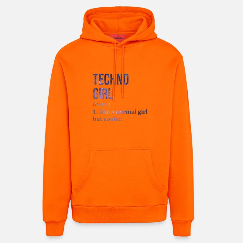 Techno Techno Techno - Organic Relaxed Hoodie Made in EU - SUNSET ORANGE
