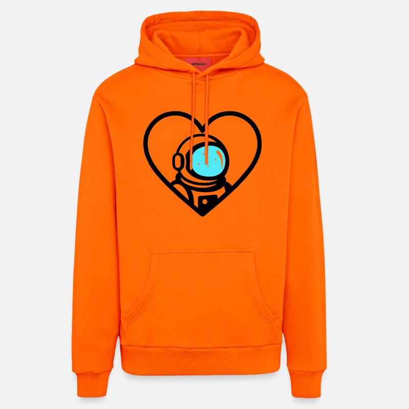 Astronaut Heart Space Cosmo Helm - Organic Relaxed Hoodie Made in EU - SUNSET ORANGE