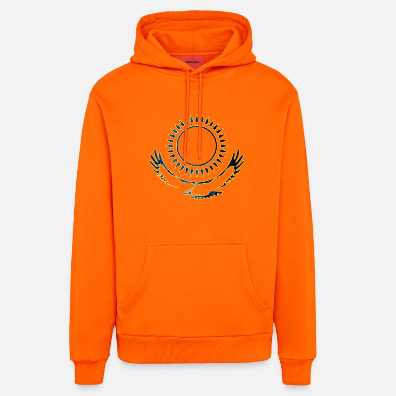 Kazakhstan Adler noble - Sweat à capuche bio décontracté fabriqué en UE - SUNSET ORANGE