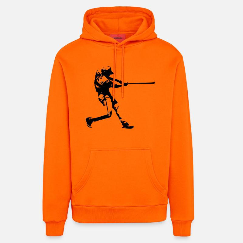 Conception de baseball - Sweat à capuche bio décontracté fabriqué en UE - SUNSET ORANGE