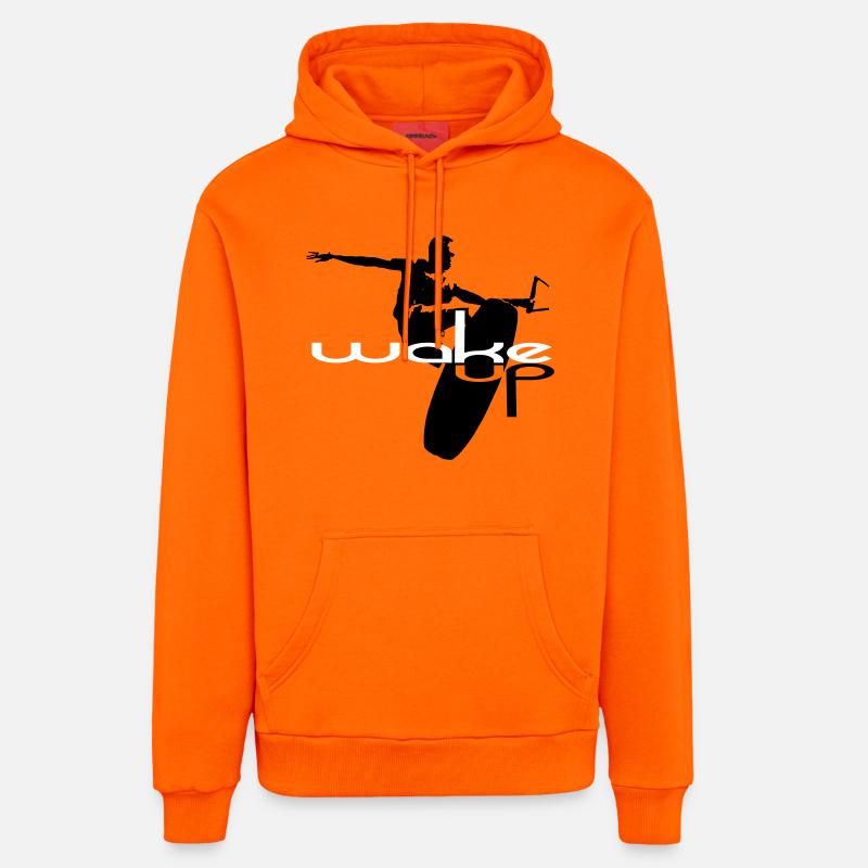 Wakeboard wake up wakeboard - Sweat à capuche bio décontracté fabriqué en UE - SUNSET ORANGE