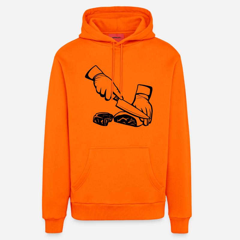 Découpe de la viande - Sweat à capuche bio décontracté fabriqué en UE - SUNSET ORANGE