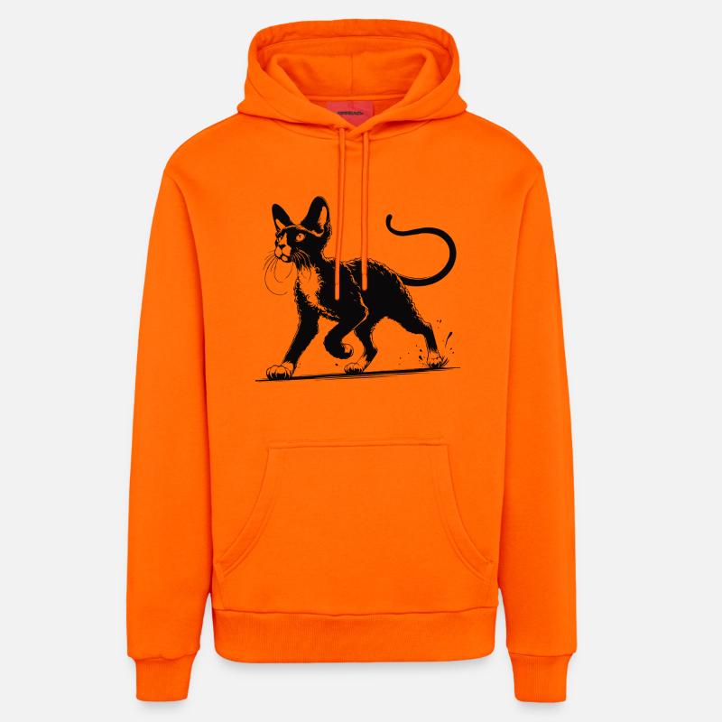 Devon Rex Design – Charmant et unique - Sweat à capuche bio décontracté fabriqué en UE - SUNSET ORANGE