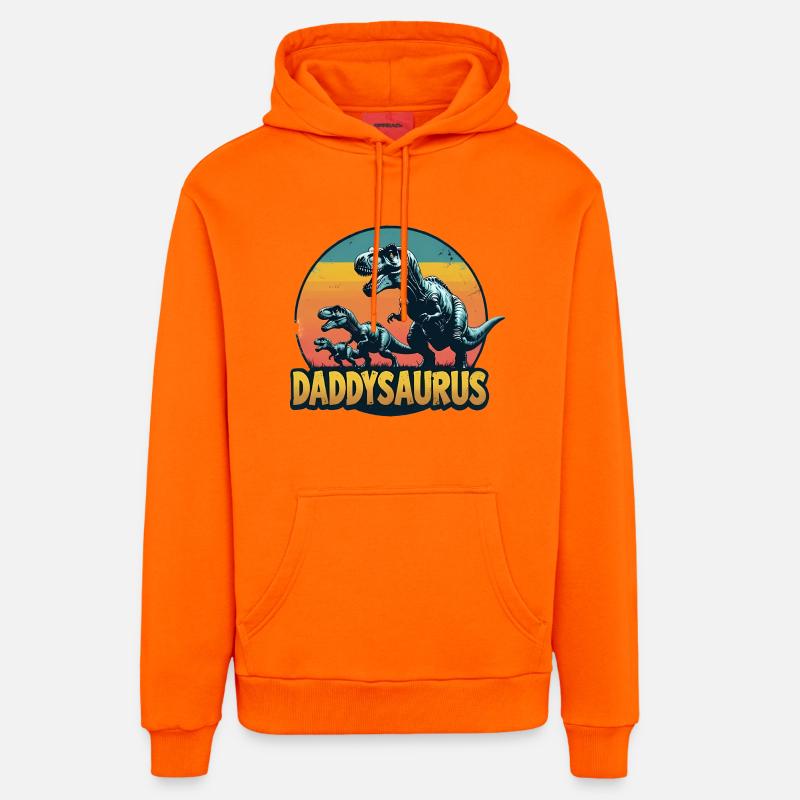 Daddysaurus - Sweat à capuche bio décontracté fabriqué en UE - SUNSET ORANGE