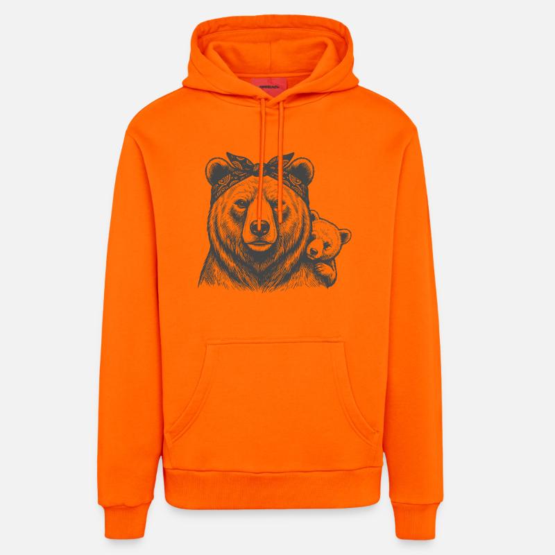 Maman Ours avec l’Enfant - Sweat à capuche bio décontracté fabriqué en UE - SUNSET ORANGE