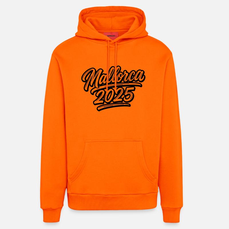 Majorque 2025 - Sweat à capuche bio décontracté fabriqué en UE - SUNSET ORANGE