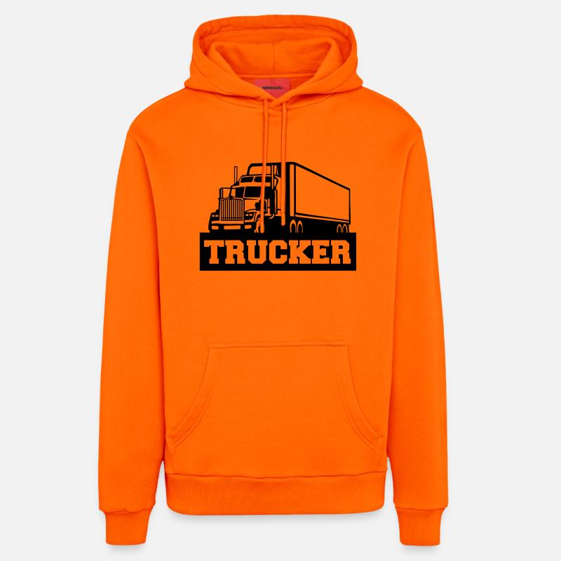 trucker_t1 - Sweat à capuche bio décontracté fabriqué en UE - SUNSET ORANGE