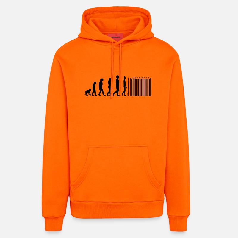 Evolution code à barres - Sweat à capuche bio décontracté fabriqué en UE - SUNSET ORANGE