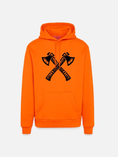 Crossed Axe - Organic Relaxed Hoodie Made in EU - SUNSET ORANGE