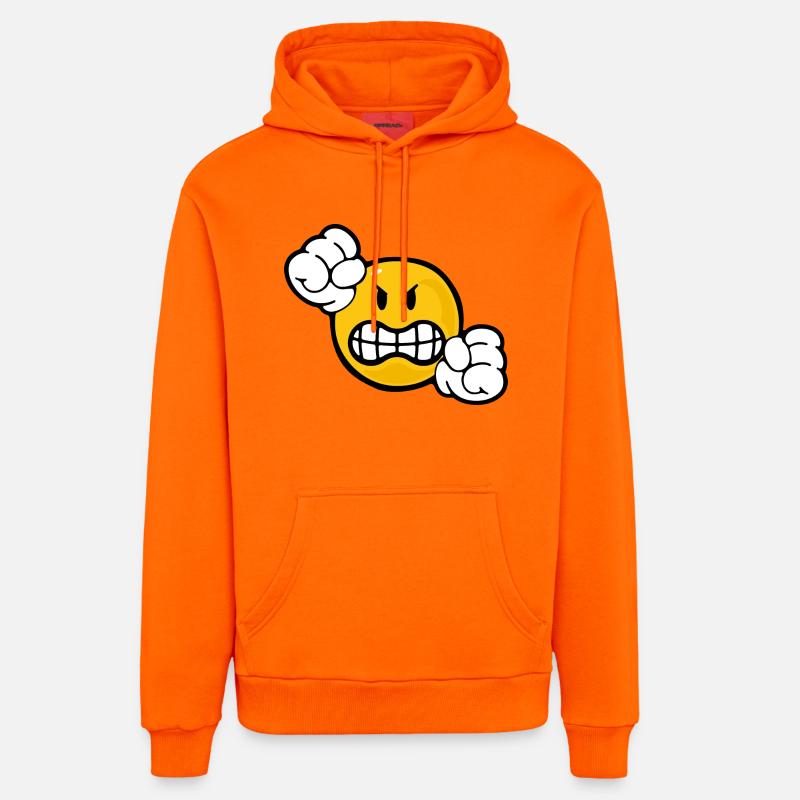 Smiley Anger - Sweat à capuche bio décontracté fabriqué en UE - SUNSET ORANGE