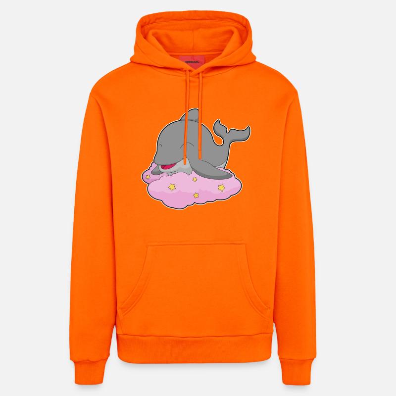 Dauphin Nuages Étoiles - Sweat à capuche bio décontracté fabriqué en UE - SUNSET ORANGE