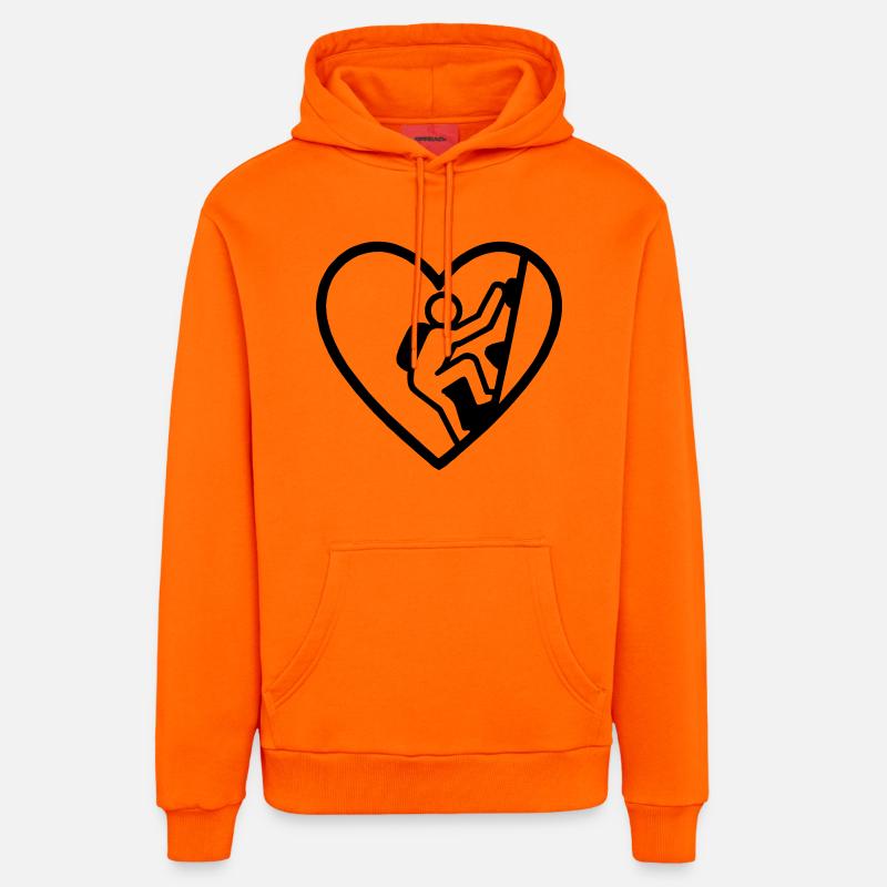 Escalade de cœur – Passion verticale - Sweat à capuche bio décontracté fabriqué en UE - SUNSET ORANGE