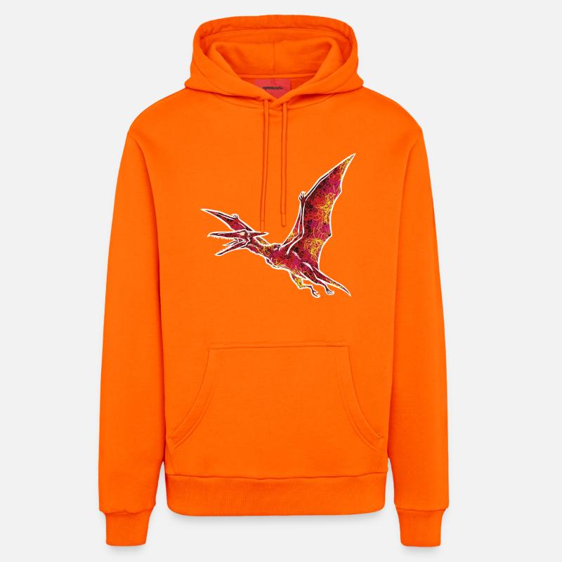 Ptérodactyle Électrique Dinosaure Volant - Sweat à capuche bio décontracté fabriqué en UE - SUNSET ORANGE