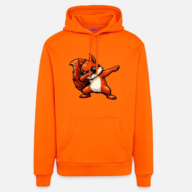 Dabbing Rotes Eichhörnchen - Organic Relaxed Hoodie Made in EU - SUNSET ORANGE
