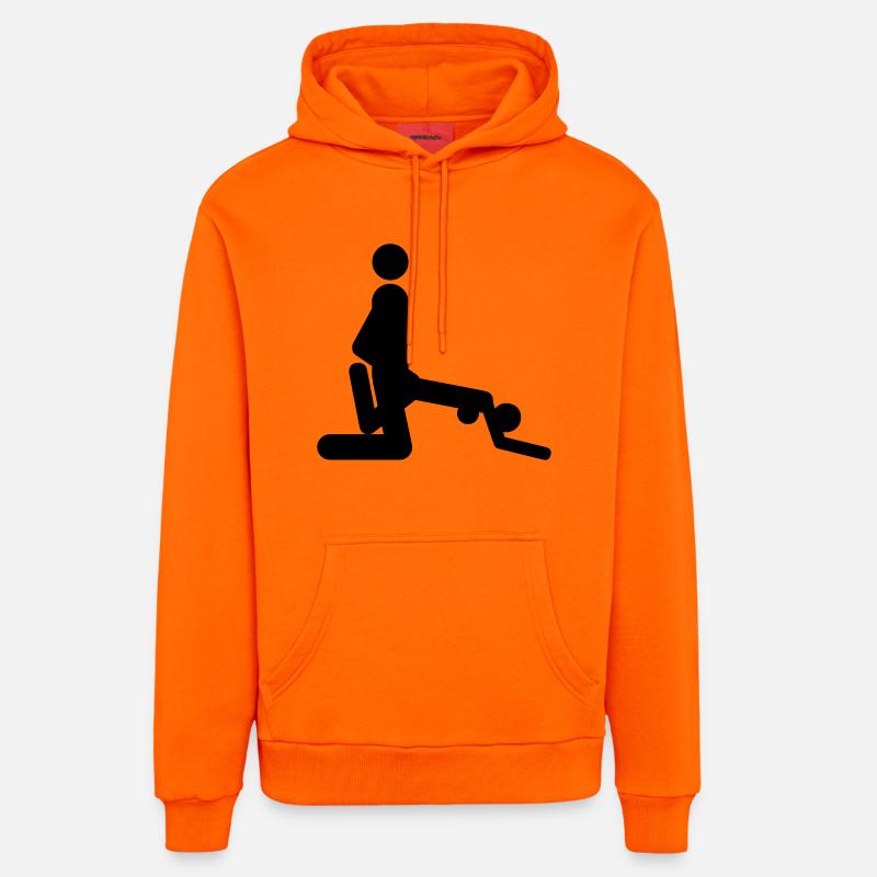 Position de baiser - Sweat à capuche bio décontracté fabriqué en UE - SUNSET ORANGE