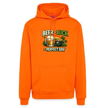 Bierglück Perfekter Tag - Organic Relaxed Hoodie Made in EU - SUNSET ORANGE - Vorne