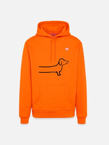Chiens Cœur de teckel - Sweat à capuche bio décontracté fabriqué en UE - SUNSET ORANGE