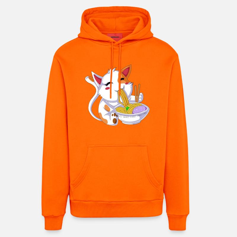 Ramen mangeant des chats - Sweat à capuche bio décontracté fabriqué en UE - SUNSET ORANGE