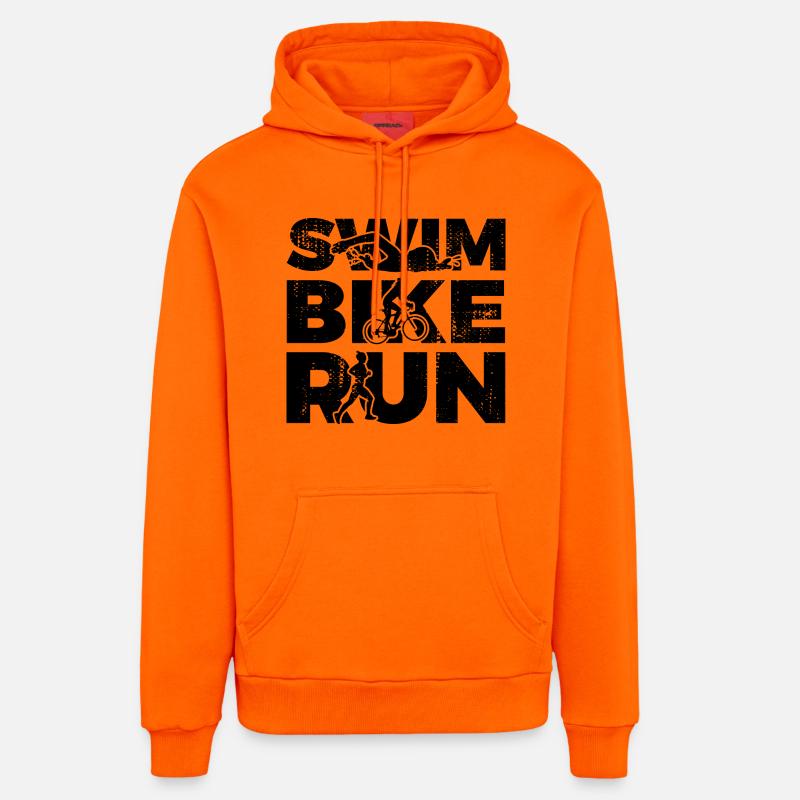 Natation Cyclisme Course à pied - Sweat à capuche bio décontracté fabriqué en UE - SUNSET ORANGE