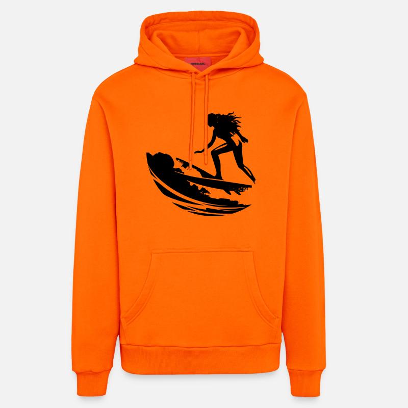 Surfeuse - Sweat à capuche bio décontracté fabriqué en UE - SUNSET ORANGE