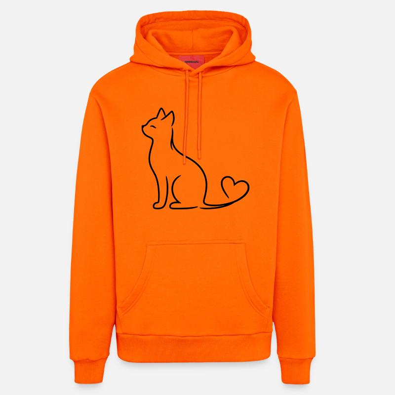 Chat élégant à queue de cœur | Ligne Minimal Love Ar - Sweat à capuche bio décontracté fabriqué en UE - SUNSET ORANGE