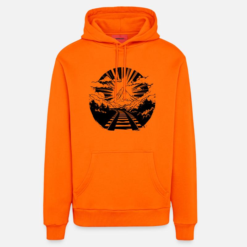 Chemin de fer - Sweat à capuche bio décontracté fabriqué en UE - SUNSET ORANGE