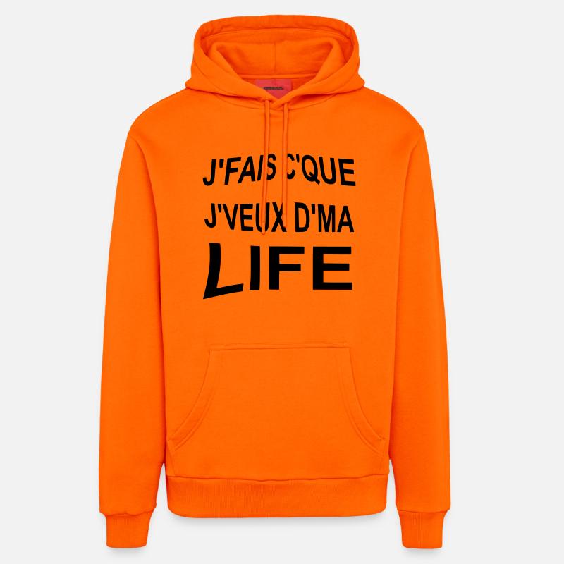 Je_fais_ce_que_je_veux_de_ma_life - Sweat à capuche bio décontracté fabriqué en UE - SUNSET ORANGE