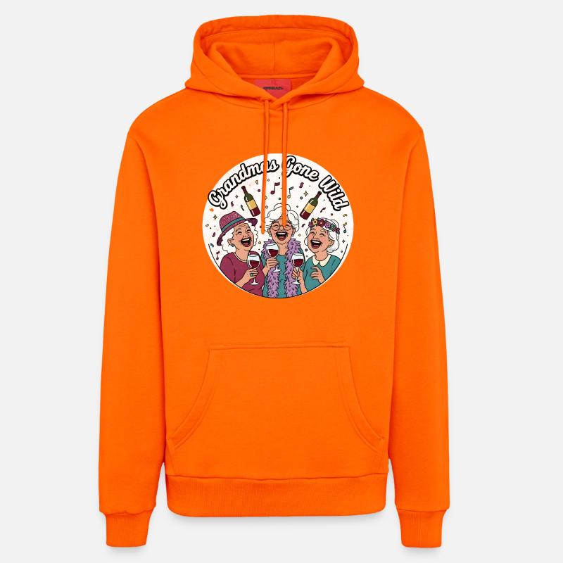 Les grands-mères se déchaînent - Sweat à capuche bio décontracté fabriqué en UE - SUNSET ORANGE