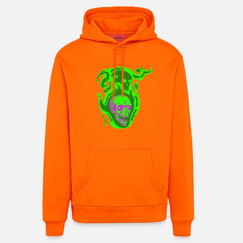 Crâne de nébuleuse - Sweat à capuche bio décontracté fabriqué en UE - SUNSET ORANGE
