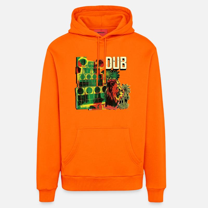 Dub Reggae Soundsystem Session - Sweat à capuche bio décontracté fabriqué en UE - SUNSET ORANGE