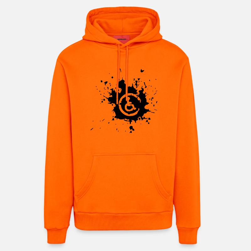 Bild Rollstuhl Behinderte Farbspritzer * - Organic Relaxed Hoodie Made in EU - SUNSET ORANGE