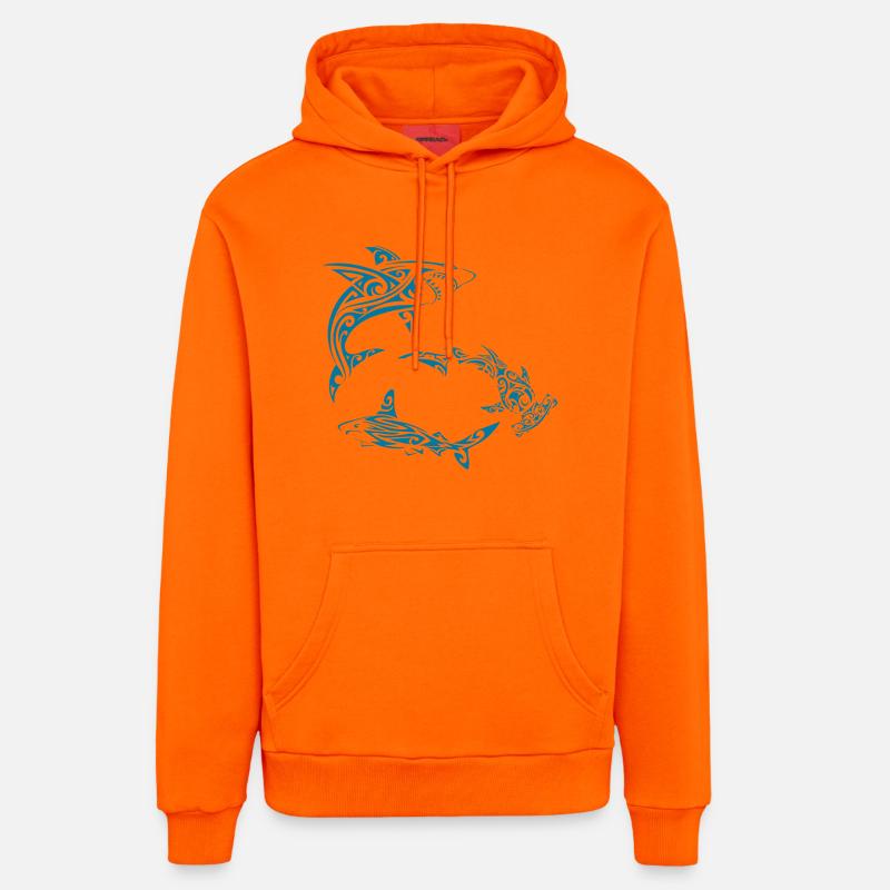 Requins polynésiens - Sweat à capuche bio décontracté fabriqué en UE - SUNSET ORANGE