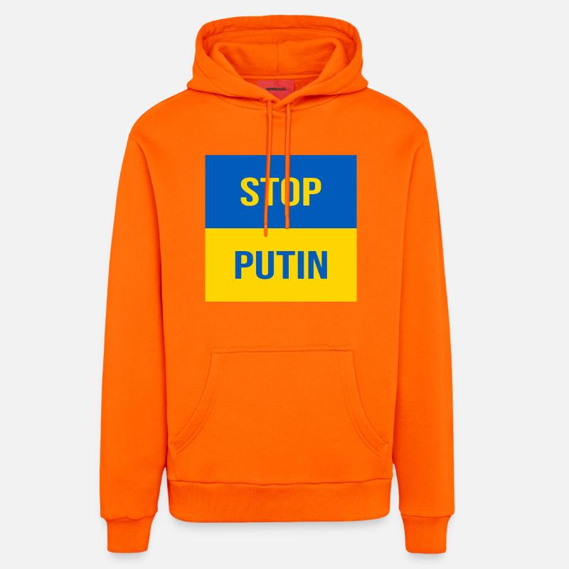 ARRÊTEZ POUTINE - Sweat à capuche bio décontracté fabriqué en UE - SUNSET ORANGE