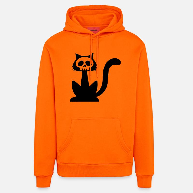 Crâne de chat noir - Sweat à capuche bio décontracté fabriqué en UE - SUNSET ORANGE