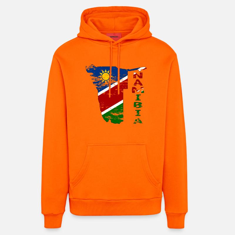 Namibie Carte Drapeau utilisé - Sweat à capuche bio décontracté fabriqué en UE - SUNSET ORANGE